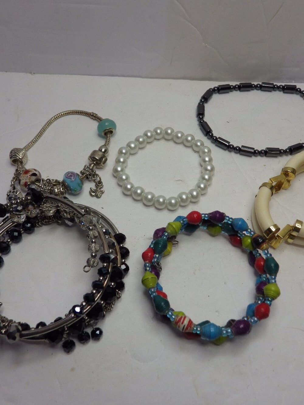 Lot of 6 Bracelets Beaded Stretch 628F2